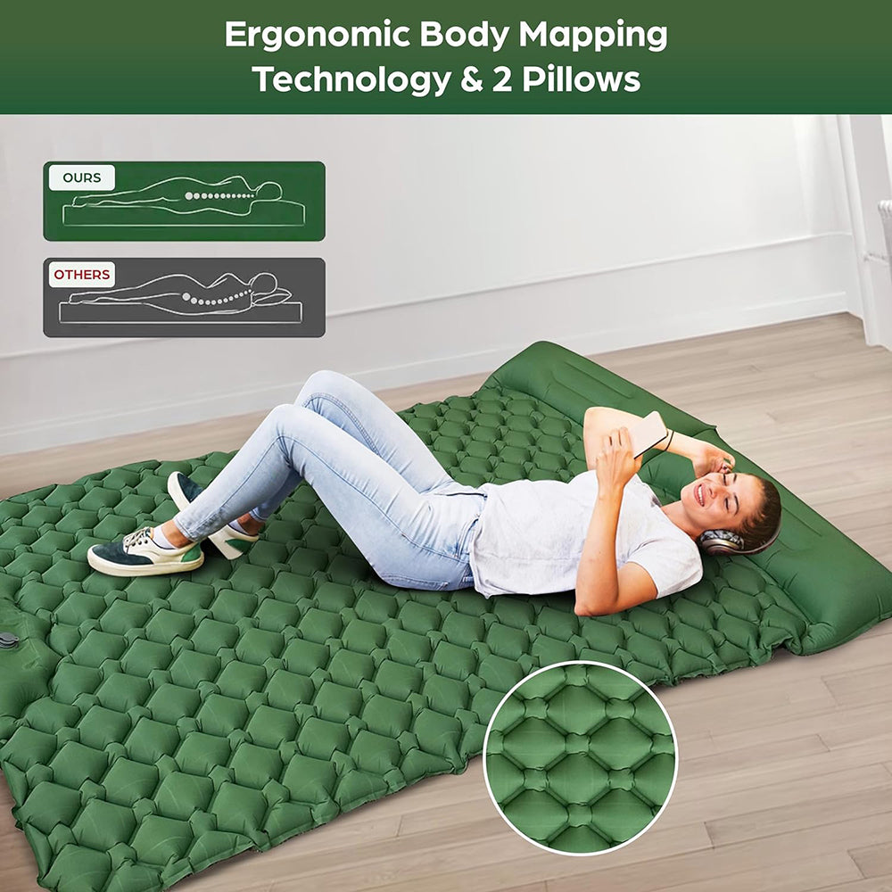 GM-SR01 Double Sleeping Mat 190x122cm Inflatable Camping Mattress Built-in Pump with Pillows GM-SR01 Double Sleeping Mat 190x122cm Inflatable Camping Mattress Built-in Pump with Pillows